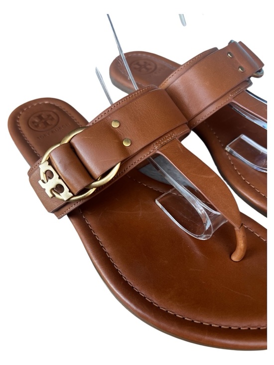 Tory Burch Marsden Leather Thong Sandal size 9 Caramel Brown - Picture 4 of 8